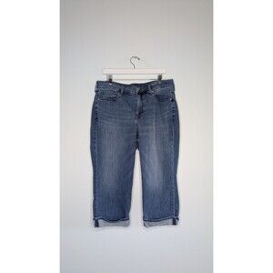 NYDJ Jeans Women's Size 30 Plus Marilyn Crop Fray Cuff High Rise Cropped Jeans